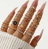 30pcs Gold Stackable Rings Set – Minimalist Jewelry, Wave Rings, Snake Jewelry Photo 0