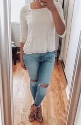 Loft Crochet Peplum Top Photo 0