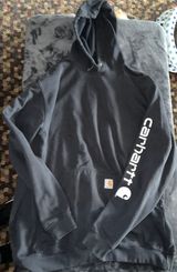 Carhartt Loose Fit Midweight Logo Sleeve Graphic Hoodie in Black Photo 0