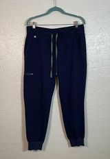 Figs Women MP Petite Navy Blue Zamora Jogger Scrub Pants Pockets Yoga Waistband Photo 0