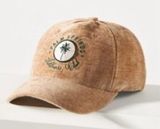 Anthropologie Corduroy Sports Club Baseball Cap Palm Springs Tan Green OS NWT Photo 0