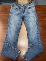 Kick Boot Denim Jeans with Button Pockets Size 8 Photo 0