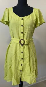 Mine Button Up Mini Dress Green Size L Photo 0