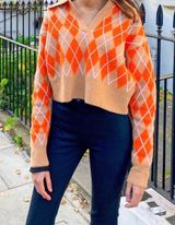 ZARA Cropped Argyle Sweater Photo 0