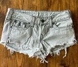 True Religion Brand Jean shorts - grey with black stitching - size 29 Photo 0