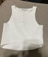 ZARA White Button Up Crop Photo 0