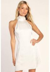 Lulus Infinite Admiration White Satin Halter Mini Dress Engagement Cocktail Sz M Photo 0