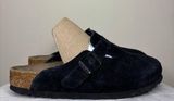 BIRKENSTOCK Boston Black Suede Leather Clogs Mules Slides US 8-8.5 EU 39 Photo 0