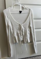 Rue 21 Tie Front White Sweater Photo 0