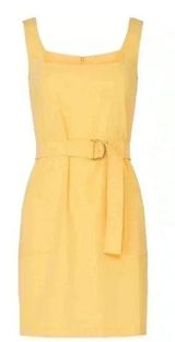 AMANDA UPRICHARD YELLOW BELTED SQUARE NECK MINI DRESS SIZE M SUMMER CHIC Photo 0