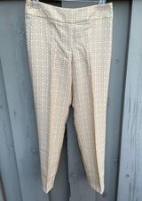 Talbot Collection Gold & Cream Slim Stretch Textured Dress Pants Size 8 Vintage Photo 0
