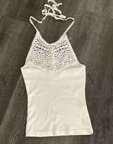 NWOT Free People One Ribbed Crochet Halter Tank Photo 0