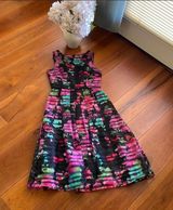 Tahari Arthur S. Levine Black Tulle Pink Floral Dress Photo 0