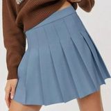 Aritzia Sunday Best Olive Mini Pleated Blue Skirt Photo 0