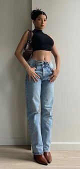 Princess Polly Holly Asymmetric Straight Leg Jean Light Wash Denim Photo 0