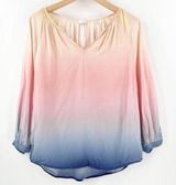 Ecru  Blouse Small Ombre Pastel Designer Luxury Business Casual Office Light Photo 0