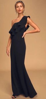 Lulus Black One Shoulder Gown Photo 0