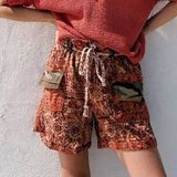Free People Dakota Skies Kanthi Camo Quilted Boho Shorts Size Large Photo 0