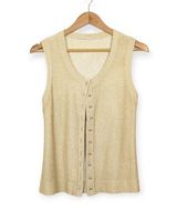 Vintage Tan Gold Button Down Sleeveless Vest Photo 0