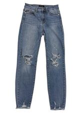Judy Blue Distressed Raw Hem Skinny Jeans Size Women's 3 | 26 Photo 0