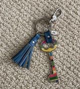 Fossil Keychain Key Fob Multi Colored Tassel O Ring Colorblock Bag Charm EUC Photo 0