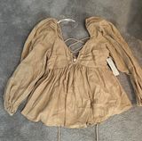 Boutique Lace Up Back Blouse Top Photo 0