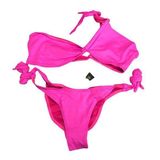 Frederick's of Hollywood Laguna One Shoulder Two Piece Bikini Hot Pink L Photo 0