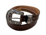 Belt Full Grain Leather Rhinestone Buckle Western 711123 Brown Size 30 Photo 0