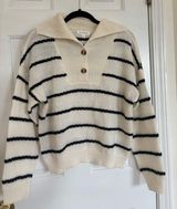 Blu Pepper collared striped sweater with button detail Photo 0