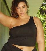 Fashion to figure Kya Black One Shoulder Crop Tank Plus Size 2XL NWT Photo 0