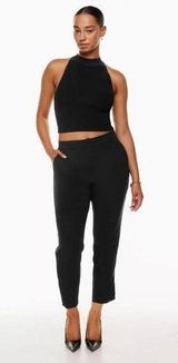 Babaton Aritzia Black Conan Pant Cropped Crepe Trousers Size 6 Photo 0