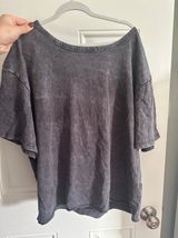 Marshall’s / TJMaxx Acid Wash Black Grey Short Sleeve Cropped Tee Shirt Top Photo 0