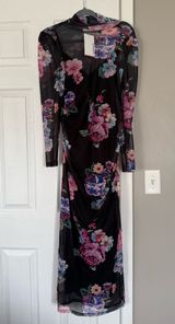 Motherhood Black Floral Mesh Maternity Dress NEW Photo 0