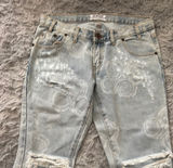 One X Oneteaspoon Light Blue Distressed Jeans with Floral Design Photo 0