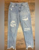 American Eagle Y2K Cotton Blend High Rise Distressed Mom Jean Size 6 Regular Photo 0