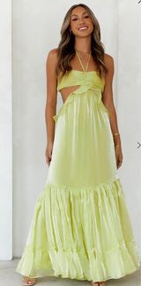 Hello Molly Enchanted Woods Halter Maxi Dress Lime Photo 0