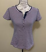 Blue & Pink Stripe Short Sleeve Small Top Photo 0