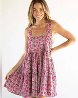 Natural Life NWT Anna Mini Dress - Pink Puff Floral Sz M - NEW Boho Flowy Photo 0