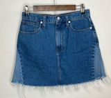 Madewell BLUE DENIM FRINGED MINI SKIRT SIZE 27 Photo 0