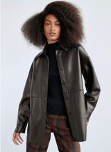 Aritzia Black Leather Pelli Shirt Jacket Photo 0