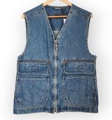 Vintage Lizwear Denim Utility Zip Up Vest S Photo 0