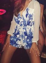 Stylestalker Revolve  White Floral Mesh Romper Photo 0