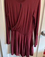 FP Beach Free People Burgundy Keyhole Long Sleeve Mini Dress Large Photo 0