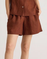 NWT Quince 100% European Linen High Waisted Brown  Shorts Sz S Photo 0