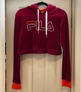 FILA  burgundy and orange cropped velour hoodie Photo 0