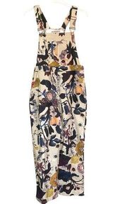 sm Wardrobe Piper and Scoot Tan Floral Bohemian Denim Overalls Size Small Photo 0