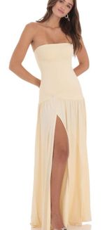 Lucy in the sky strapless drop waist maxi dress in cream Photo 0