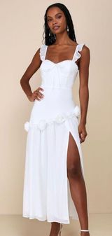 White Dress With Slit Photo 0