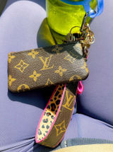 keychain card holder pouch with keychain Brown Photo 0