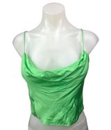 Zara Green Silk Satin Cowl Neck Spaghetti Strap Cami Camisole Crop Tank Top S Photo 0